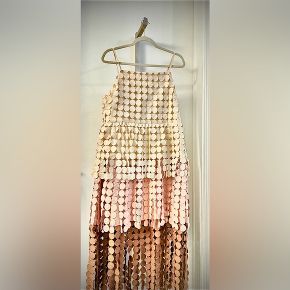 New York & Company Peach and Cream Tiered Sundress - Picture 3 of 5